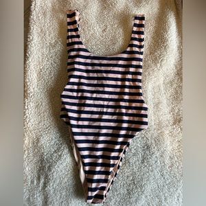 Aerie Pink and Navy One Piece Swimsuit